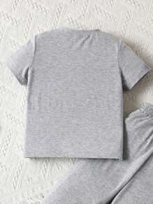 Toddler Boys 3D Headphone Print Crew Neck Short Sleeve Grey T-Shirt Boy Clothes For Kids Young Boys T Shirts Graphic T Shirts Kids - Grey - View 4