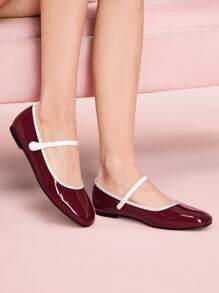 CUCCOO DOLLMOD Vintage Mary Jane Shoes, Women's Flat Casual Shoes For All Seasons, Autumn/Winter - Burgundy - View 4