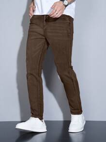 Manfinity Homme Men's Simple Fashion Denim Jeans Suitable For Summer - Brown - View 7