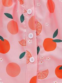 SHEIN 2pcs/Set Baby Girl Plaid And Floral Print Cap Sleeve Button Down Dress, Cute Summer Vacation