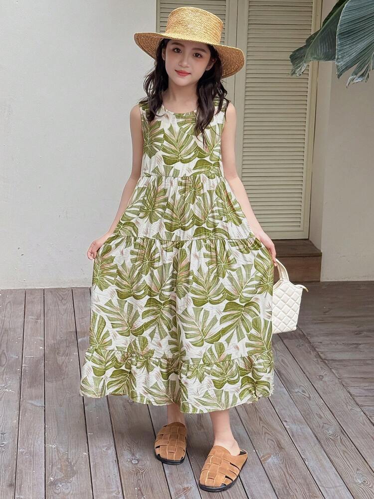 Tween Girl Sleeveless Ditsy Floral Dress, Summer Vacation Easter