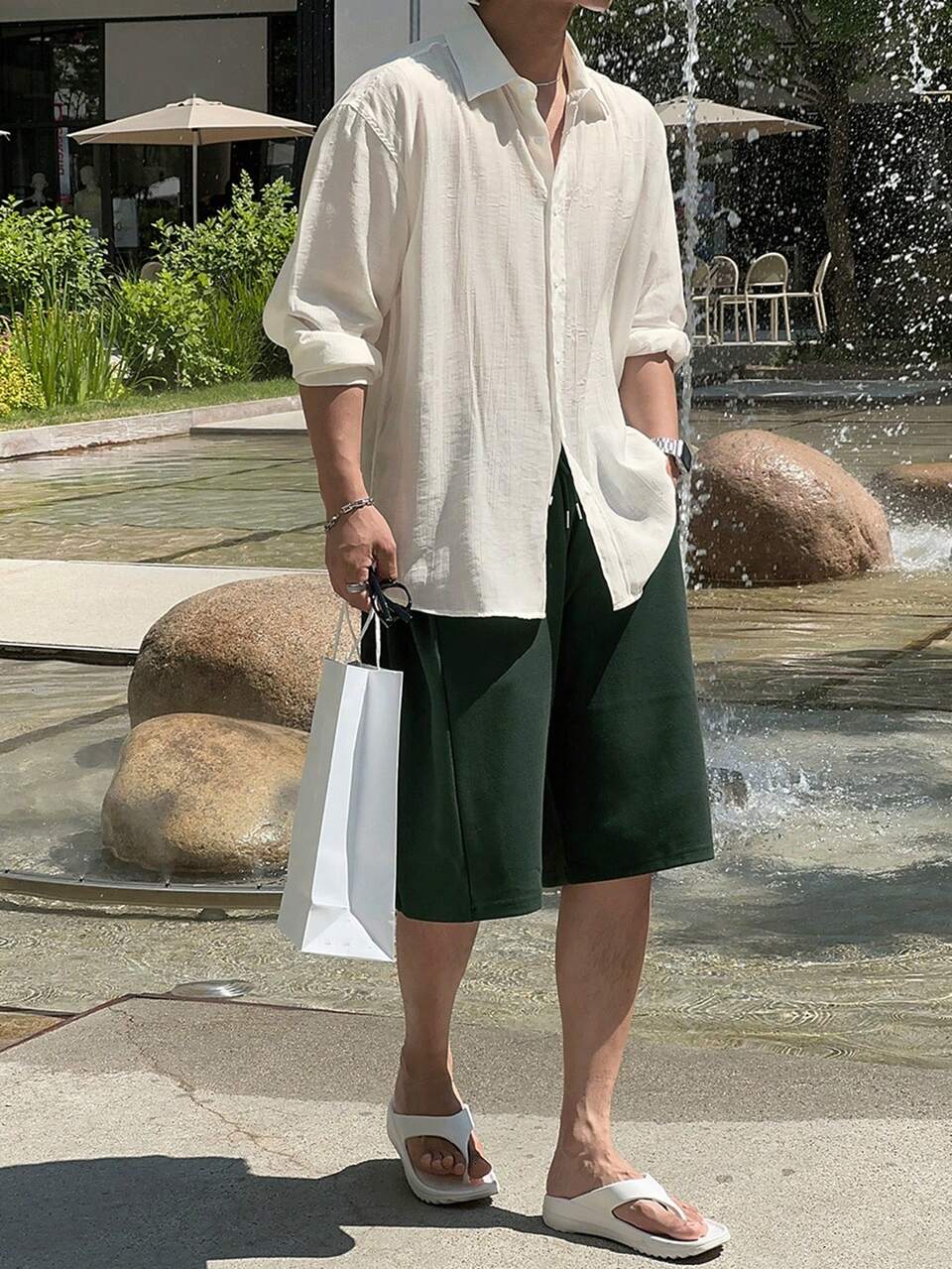 Men's Casual Simple Solid Color Shirt, Spring/Summer Long Sleeve Men Shirt, Fall Vacation