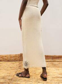 Maija Damen einfarbiges, ganzjährig vielseitiges, modernes Urlaubs-Strickrock mit elastischem Bund, floraler Hohlstruktur und schlanker Passform für den Strandurlaub, im Boho-Stil für den Urlaub auf der Insel Ischia, Sommerstimmung-Urlaub, Boho-Musik-Festival Western-Vibes Strick-Minirock - Weiss - Übersicht 6