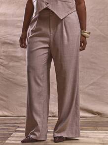 MUSERA Pantalones anchos de lino con botón de mármol de talle medio talla grande, perfectos para primavera y verano, en estilos casual elegante, de negocios, de graduación, formal, para brunch, en Ibiza o vacaciones