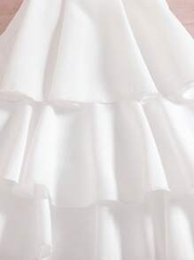 2pcs Girl's Sweet Elegant Asymmetrical Ruffles White Top & Versatile Pink Shorts Set - Multicolor - View 8