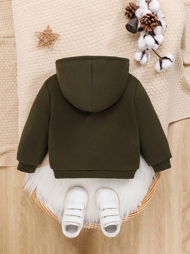 Baby Boy Letter Graphic Thermal Lined Sweatshirt