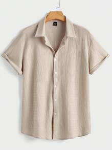 Manfinity Homme Men's Solid Color Short Sleeve Single-Breasted Casual/Office Shirt,3-Piece Set,Khaki Black Navy Blue,Summer Minimalist Fashion Designer Basic Style, Soft And Comfortable, Perfect For Vacation, Streetwear, And Daily Casual Wear, Offering A Relaxed Fit, Ideal For Couples' Gatherings, A Thoughtful Gift For Husbands, Boyfriends, Girlfriends, Or Dads, Suitable For Outdoor Travel, Great For Wedding Parties, An INS Versatile Piece, A Must-Have For Spring And Summer Gatherings, Blending A Fashion Style Of Maturity, Steadiness, And Wisdom, Especially Suitable For Middle-Aged And Young Successful Individuals.