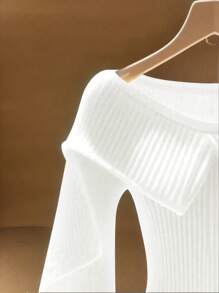 SHEIN Privé 女士纯色 V 领长袖休闲毛衣，日常穿着