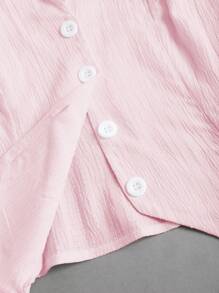 SHEIN Unity 纹理绉布无领无袖前开式女式衬衫