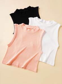 Paquete de 3 piezas de camiseta interior sin costuras de unicolor para niñas adolescentes - Multicolor - Ver 1