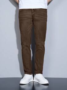 Manfinity Homme Men's Simple Fashion Denim Jeans Suitable For Summer - Brown - View 4