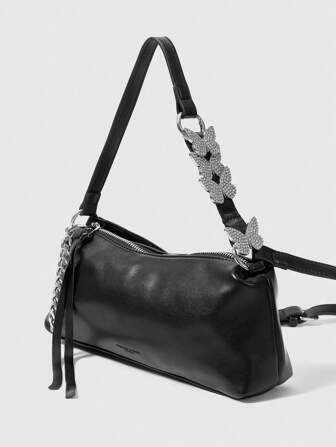 Goth Mode einfarbige Schleife PU Leder Schultertasche/Umhängetasche für den täglichen Gebrauch