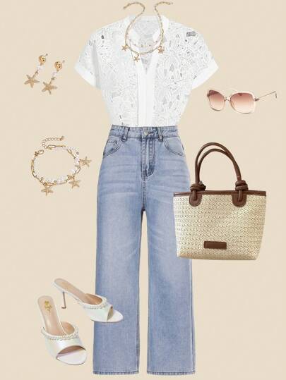 Ellevyn 优雅浪漫水溶蕾丝女士衬衫