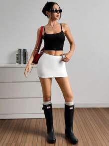 Comfortcana 2 条装女式纯色松紧腰紧身裤 - 黑與白 - 查看 6