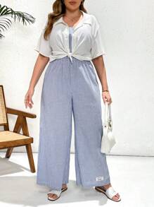 SHEIN Essnce Plus-Size Women's Casual Suit, Women's Summer Two-Piece Suit, Vacation Suit, Family Clothes, Mom And Me Clothes,Summer Outfits For Women Vacation Outfits Woman Summer Outfits,Vacation Two Piece Set Country Concert Outfit,Tropical Vacation Woman Clothes