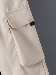 Bộ 3 món áo vest cổ bẻ thường ngày cho bé trai & áo phông tay ngắn & quần túi hộp, quần áo xuân/hè cho bé trai tuổi teen, bộ 2 bộ trang phục 2 món cho bé trai tuổi teen mùa hè - Màu be - Xem 5