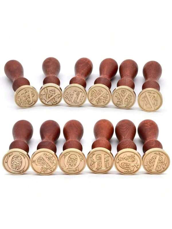 1 Pc Letter A-Z Wax Seal Stamp With Wooden Handle, Student Personalized Hand Account Wax Seal Paint Copper Head, Seal Wax Stamp Letter Paper Envelope Gift Invitation Card Sticker Hand Account Seal