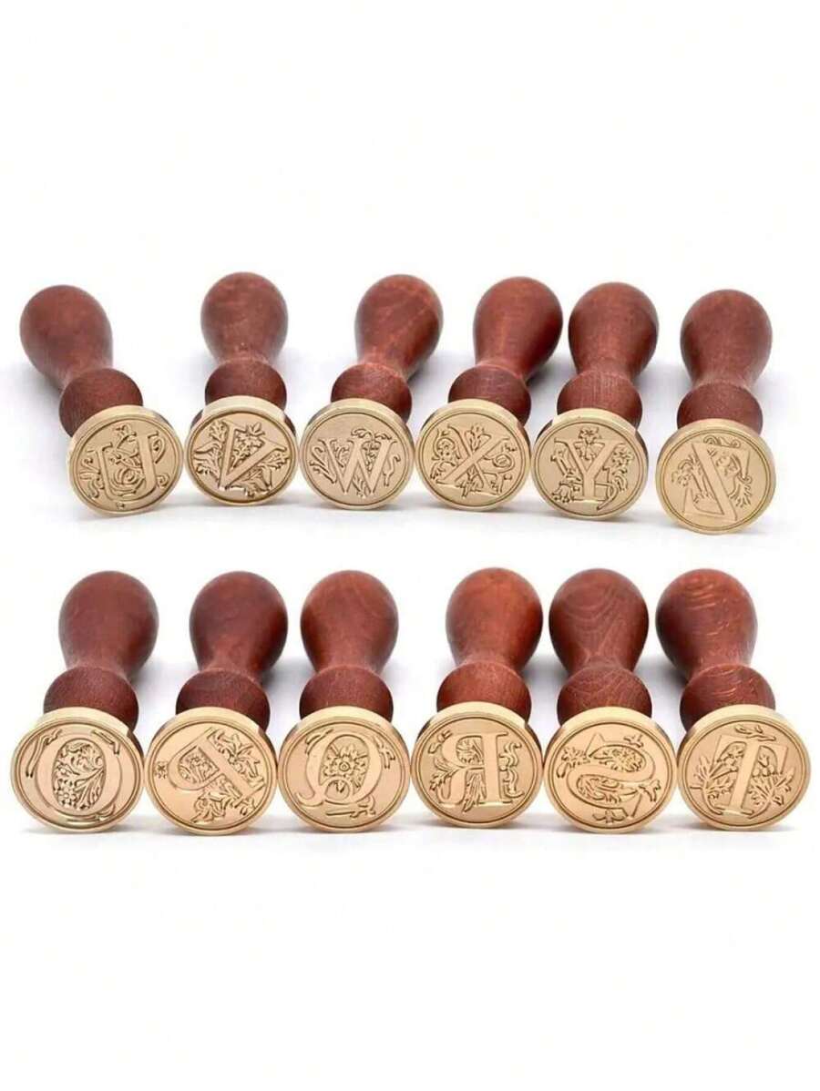 1 Pc Letter A-Z Wax Seal Stamp With Wooden Handle, Student Personalized Hand Account Wax Seal Paint Copper Head, Seal Wax Stamp Letter Paper Envelope Gift Invitation Card Sticker Hand Account Seal