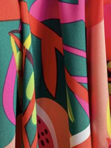 Soleia Women's Tropical Plant Print Ruffled Sleeve Dress Beach Vacation Outfits Spring Summer Outfits For Women West Music Festival Bohemia Holiday Boho