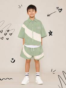 SUMWON 夏季运动套装运动训练套装休闲拉链运动衫抽绳短裤休闲服春季街头装 - 水鴨藍 - 查看 1