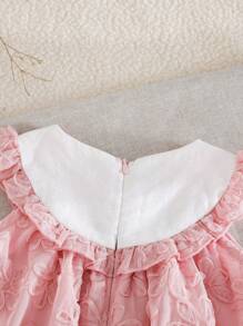 Cozy Pixies Vestito da bambina con stampa floreale, collo tondo, rifiniture arricciate, vita stretta, senza maniche - Multicolore - Visualizzare 7
