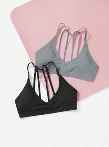 SHEIN Velisys Brassière de yoga dos nageur de couleur unie simple - Multicolore - Voir 3