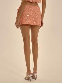 MUSERA Low Rise Extreme Tie Side Sequin Mini Skirt Bottom Only Spring Summer Elegant Vacation Club Occasion Cute Sexy Ibiza Fits Tales Of A Muse Christmas New Years Party