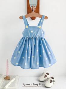 Cozy Pixies Baby Girl Floral Print Sleeveless Cinched Waist Dress