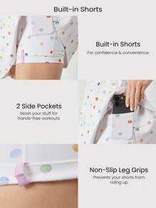 GLOWMODE FeatherFit™-Air Minikleid mit eingebauter Shorts, Quadrathalsausschnitt, rutschfest, Kreuzträger, leichte Unterstützung, geringes Gewicht, schnelltrocknend, feuchtigkeitsableitend, für Frühling und Sommer