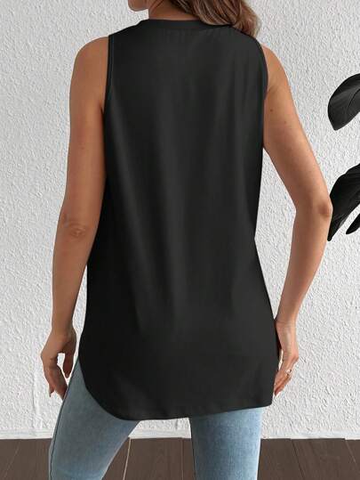 SHEIN Maternity Summer Casual Solid Color Arc Hem Camisole