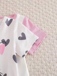 2pcs/Set Baby Girls Cute Cat Graphic Print Short Sleeve Long Nightgown Sleepwear Sets, Pink & Apricot Color Children Clothes Clothes For Girls Summer Pajamas Baby Girl Pajamas T Shirts For Baby Girl Holiday Travel Releax Summer Clothes - Multicolor - View 8