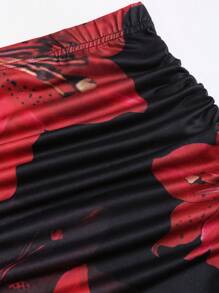 SHEIN Tall Women's Floral Print Bodycon Fishtail Skirt, Spring/Summer - Black - View 5