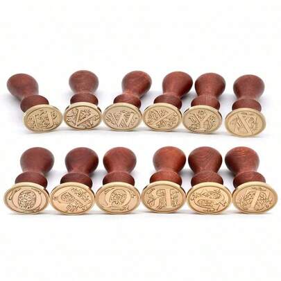 1 Pc Letter A-Z Wax Seal Stamp With Wooden Handle, Student Personalized Hand Account Wax Seal Paint Copper Head, Seal Wax Stamp Letter Paper Envelope Gift Invitation Card Sticker Hand Account Seal