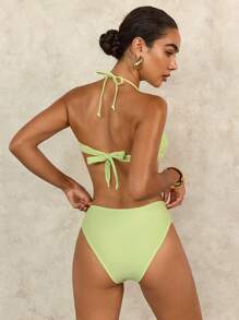 Swim Lushoire Women's Luxury Sexy Diamond Decor Bandeau Bikini Set