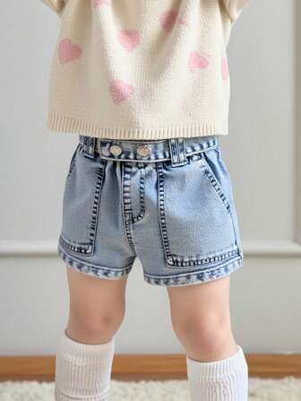 Denimly Young Girls Casual Urban Preppy Cute Denim Ruched Waist Shorts With Adjustable Belt