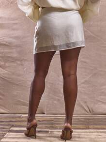 MUSERA Plus Size Low Rise Mini Skirt Only Cute Elegant Holiday Holiday Classy Casual Dailywear Everyday Wear Summer - Brown - View 4