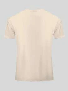 Manfinity LEGND Men Lion Print Casual Short Sleeve T-Shirt, For Going Out, For Husband - Apricot - View 2