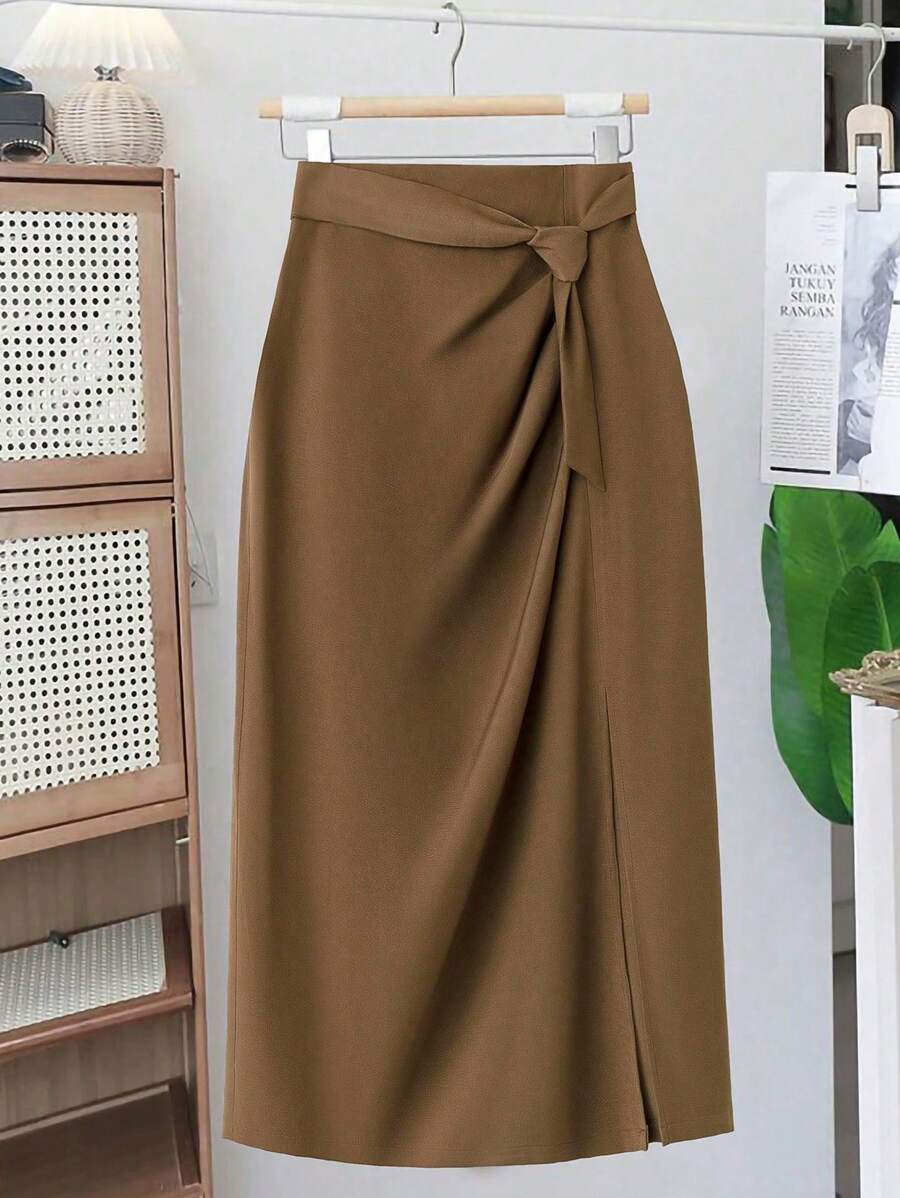 SHEIN Clasi Plus Size Plain Minimalist Casual Daily Skirt Maxi
