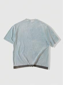 ROMWE MEN Anime 男士圆领短袖印花休闲上衣，日常穿着 - 淺灰色 - 查看 2