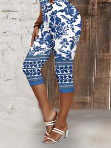 EMERY ROSE 2 Pieces Casual Vintage Design Plus Size Set, Suitable For Summer - Multicolor - View 5