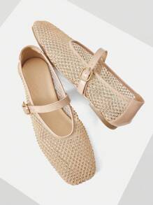 MOTF PREMIUM NEW RHINESTONE SQUARE TOE SUMMER LOW HEEL FLAT SANDALS - Rose Gold - View 4