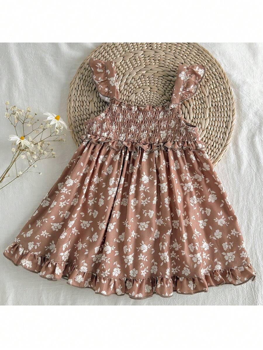 Loomiva Baby Girl Floral Pattern Camisole Waist Dress - Multicolor - View 1