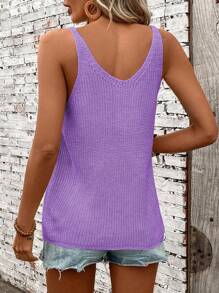 Calvaya Women's Solid Color Sleeveless Knit Casual/Holiday Blouse