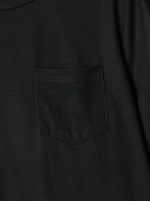 SHEIN Leap Crew 2 件套 Dozemod 儿童青少年男孩都市休闲圆领短袖格子图案宽松家居服裤子睡衣套装 - 黑色 - 查看 4