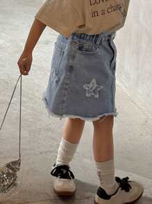 DAZY Falda vaquera para niña, conjunto de ropa de verano para niñas - Lavado ligero - Ver 3