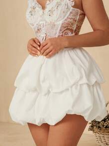 Glamine 白色优雅两层泡泡裙 - 白色 - 查看 5