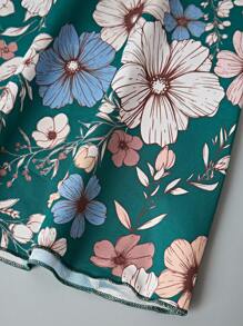 Breezaya 女士花卉印花泡泡袖优雅中长度假连衣裙