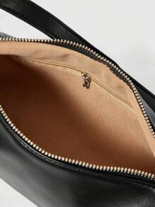 ROMWE Goth Fashion Solid Color Bow PU Leather Shoulder Bag/Crossbody Bag For Daily Use - Black - View 6