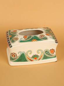 Cirelle 1pc Ceramic Retro Print Tissue Box Cover For Kitchen, Living Room Bedroom Decor - Multicolor - View 5