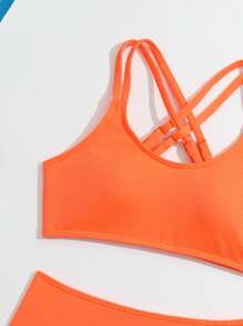 SHEIN Teen Girls' Cut-Out Back Strap Bikini Set